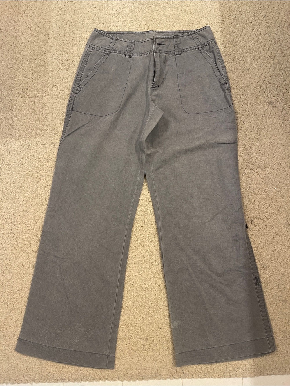 Garnet Hill Gray Linen Straight-Leg Pants
